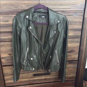 Leather Jacket - Olive Green